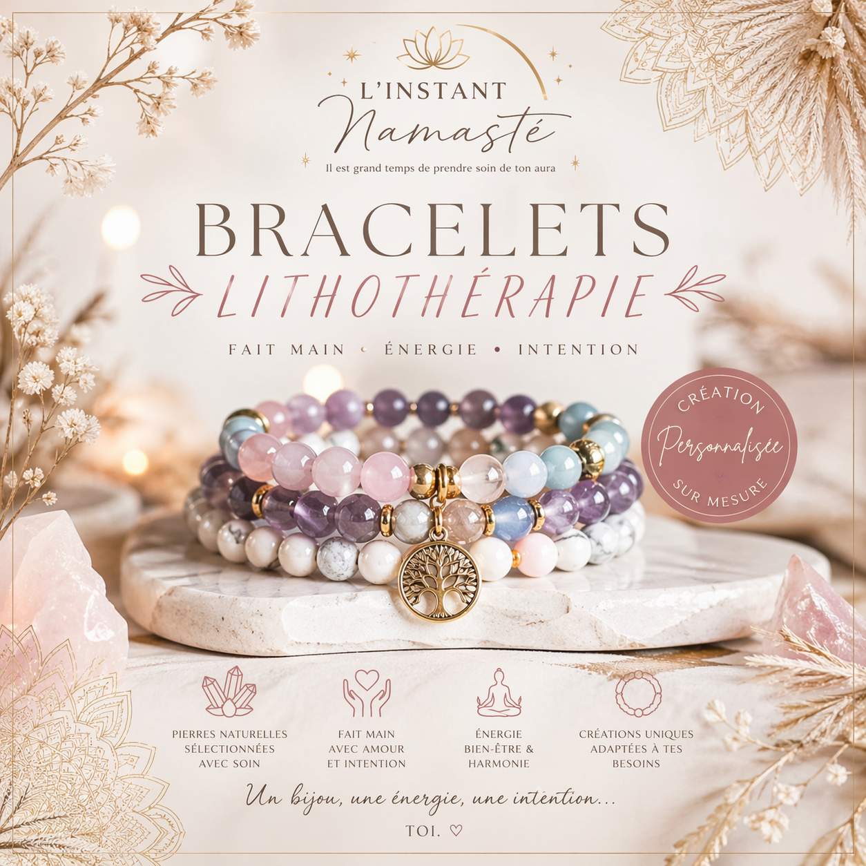 Bracelets Lithothérapie Personnalisés ✨🌿