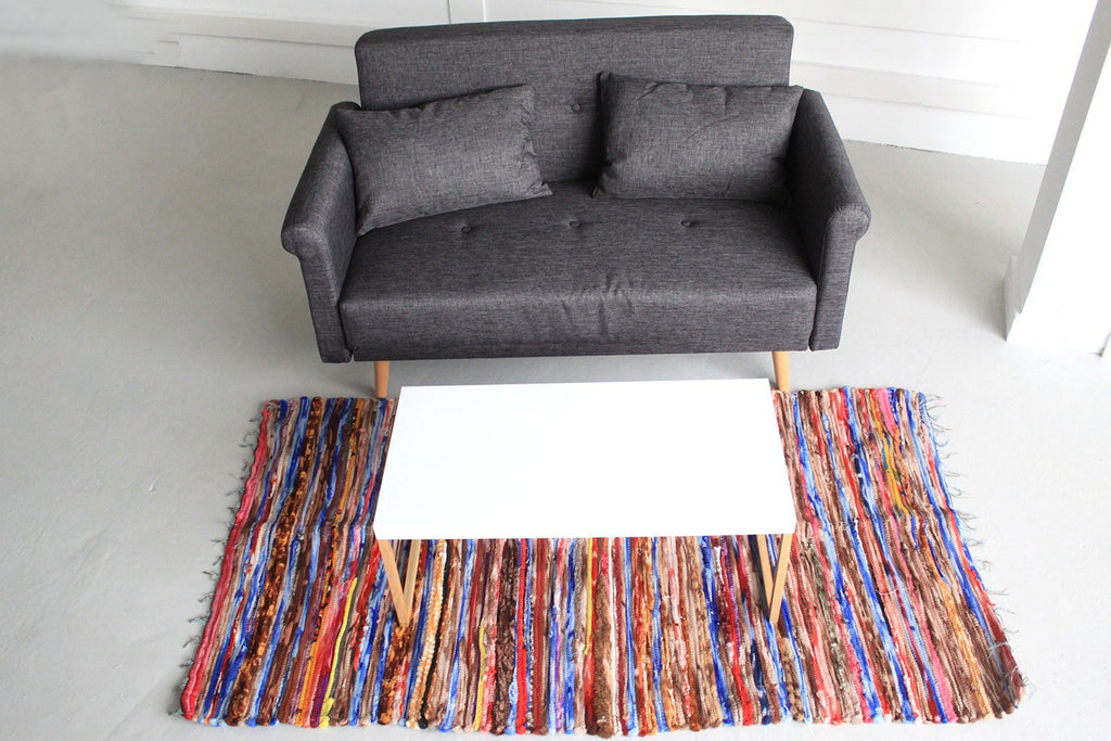 💖 Tapis Bohème en Coton Recyclé – Rouge Énergie
