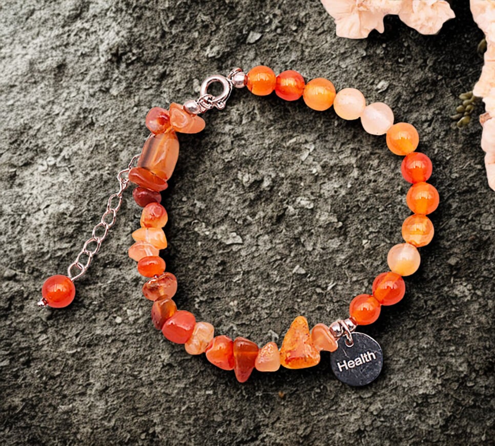 🌟 Bracelet Ciel Argenté — Cornaline