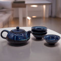 ✨🌿 Set Théière Herbal Bleue – Pot + 4 Tasses 🍵