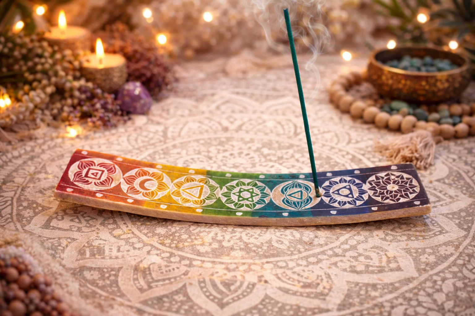 🕯️ Porte-Encens en Stéatite Bohème – Support Zen pour Rituel & Méditation
