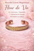 🌸 Bracelet Cuivre Magnétique – Fleur de Vie 🌸