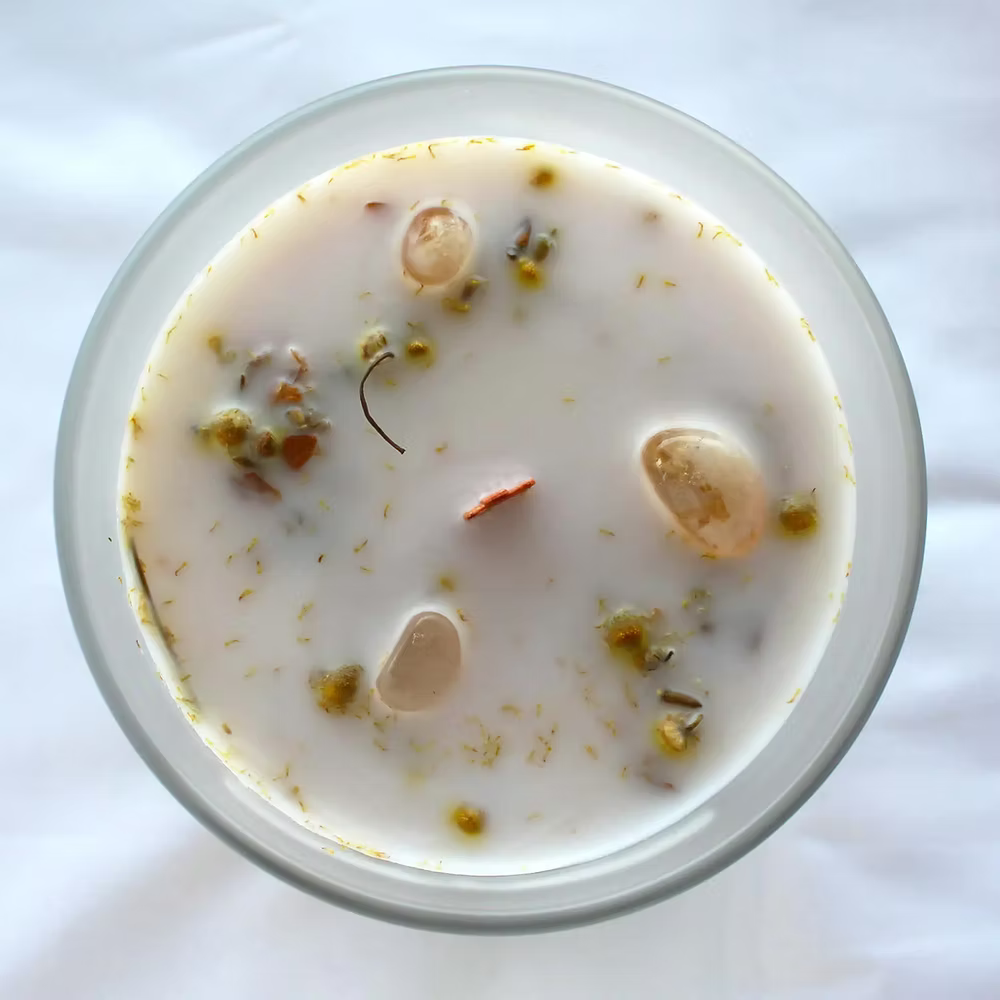 Bougie au Thé vert et Gemmes de Citrine - Positivité