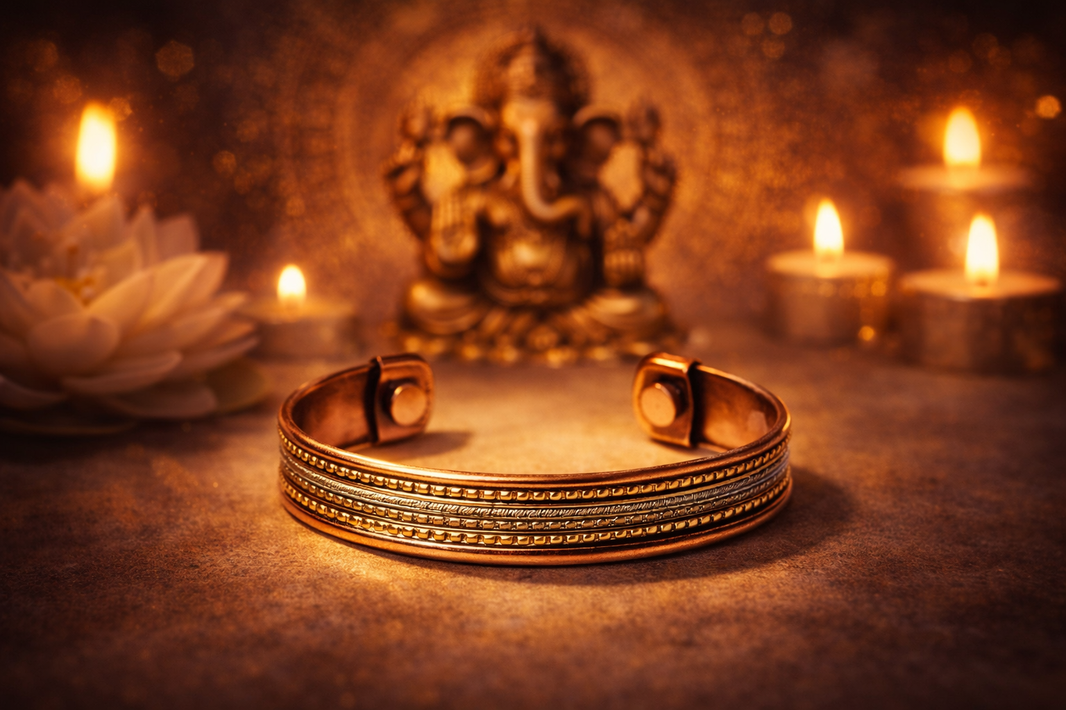 🌿 Bracelet Cuivre Magnétique Motif Band – Force & Équilibre Intérieur ✨
