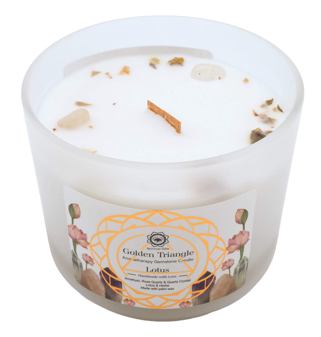 💙 Bougie “Guérison Spirituelle” – Lapis Lazuli & Agua Florida – 256g ✨ Apaisement • Clarté • Énergie positive – L’Instant Namasté