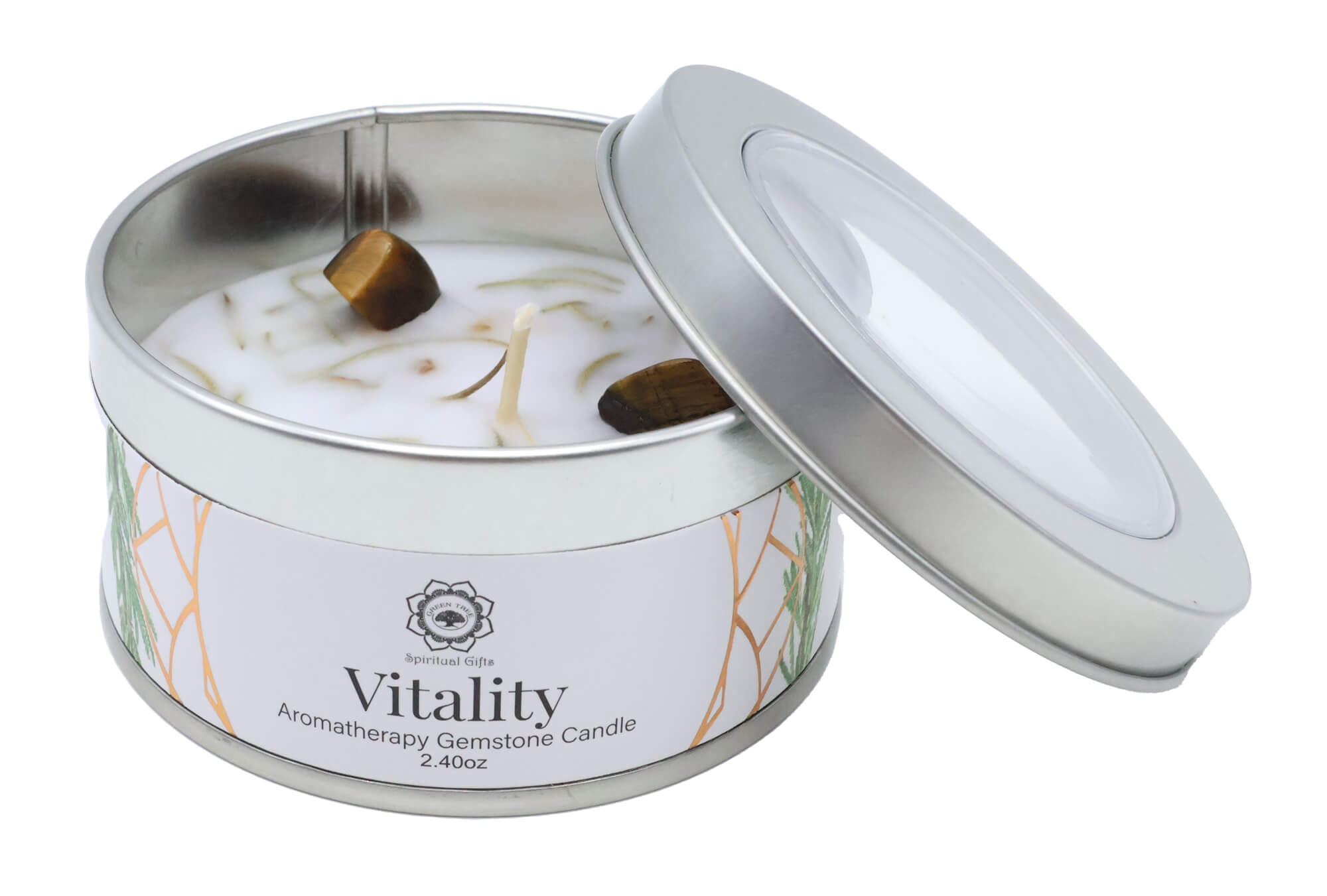 🕯️ Bougie Green Tree « Vitalité » – Œil de Tigre & Gingembre Doux 🐯🔥 (70 g)