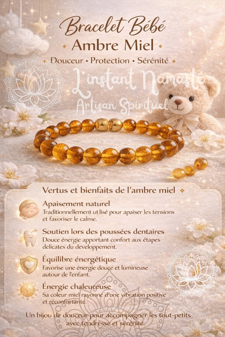 🤎 Bracelet Bébé – Ambre Miel