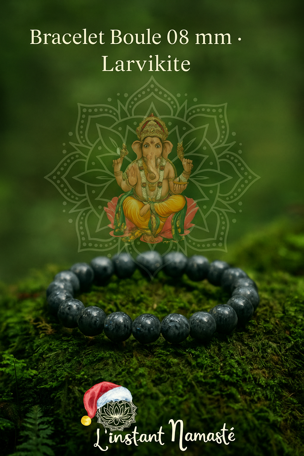 💎 Bracelet Boule 08 mm A – Larvikite ૐ