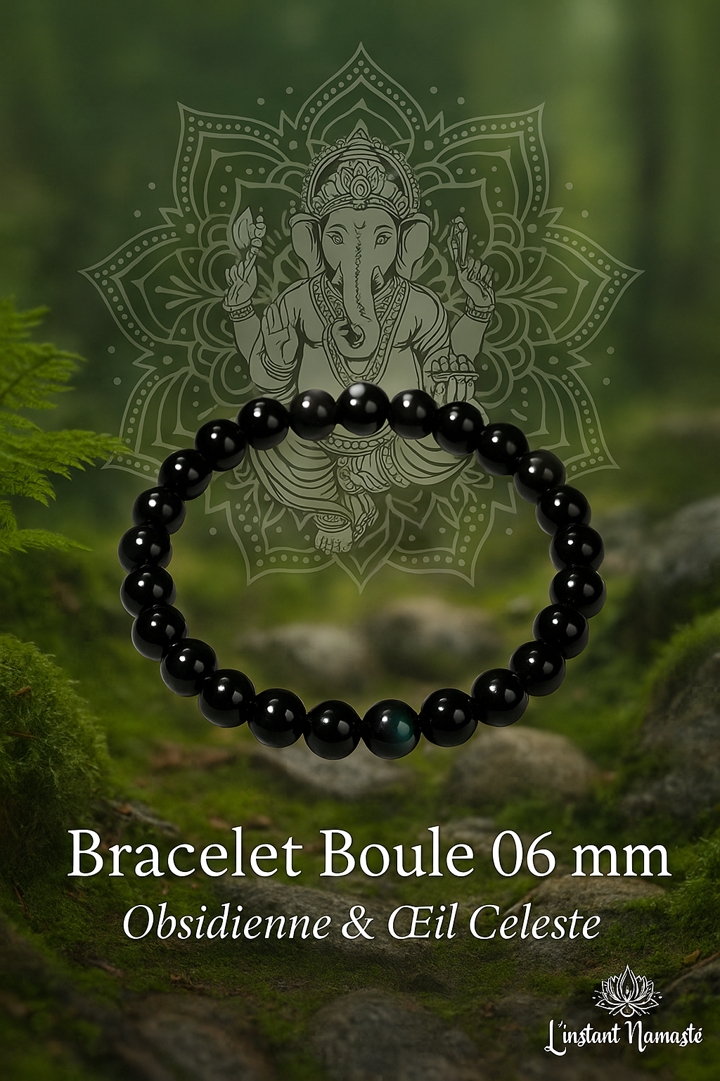 ✨ Bracelet Boule 06 mm A – Obsidienne Œil Céleste ✨
