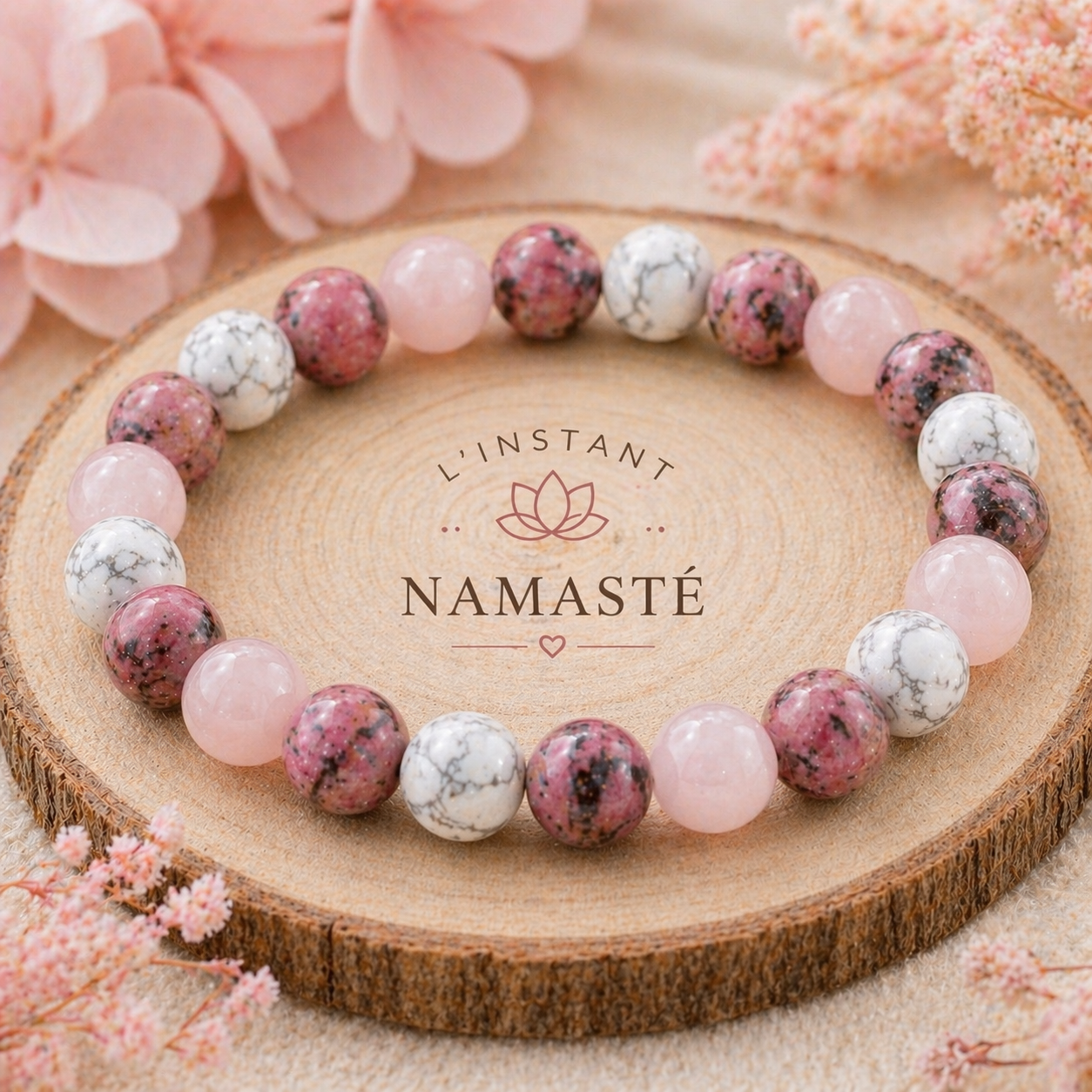 🌸  Équilibre Émotionnel Rhodonite • Howlite • Quartz Rose 🌸