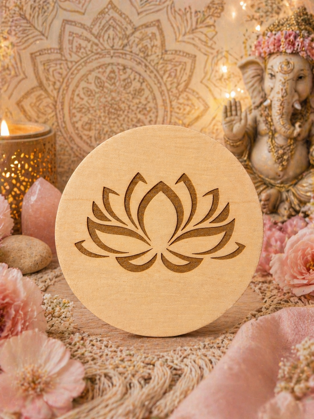 🪷 Support énergétique Lotus en bois