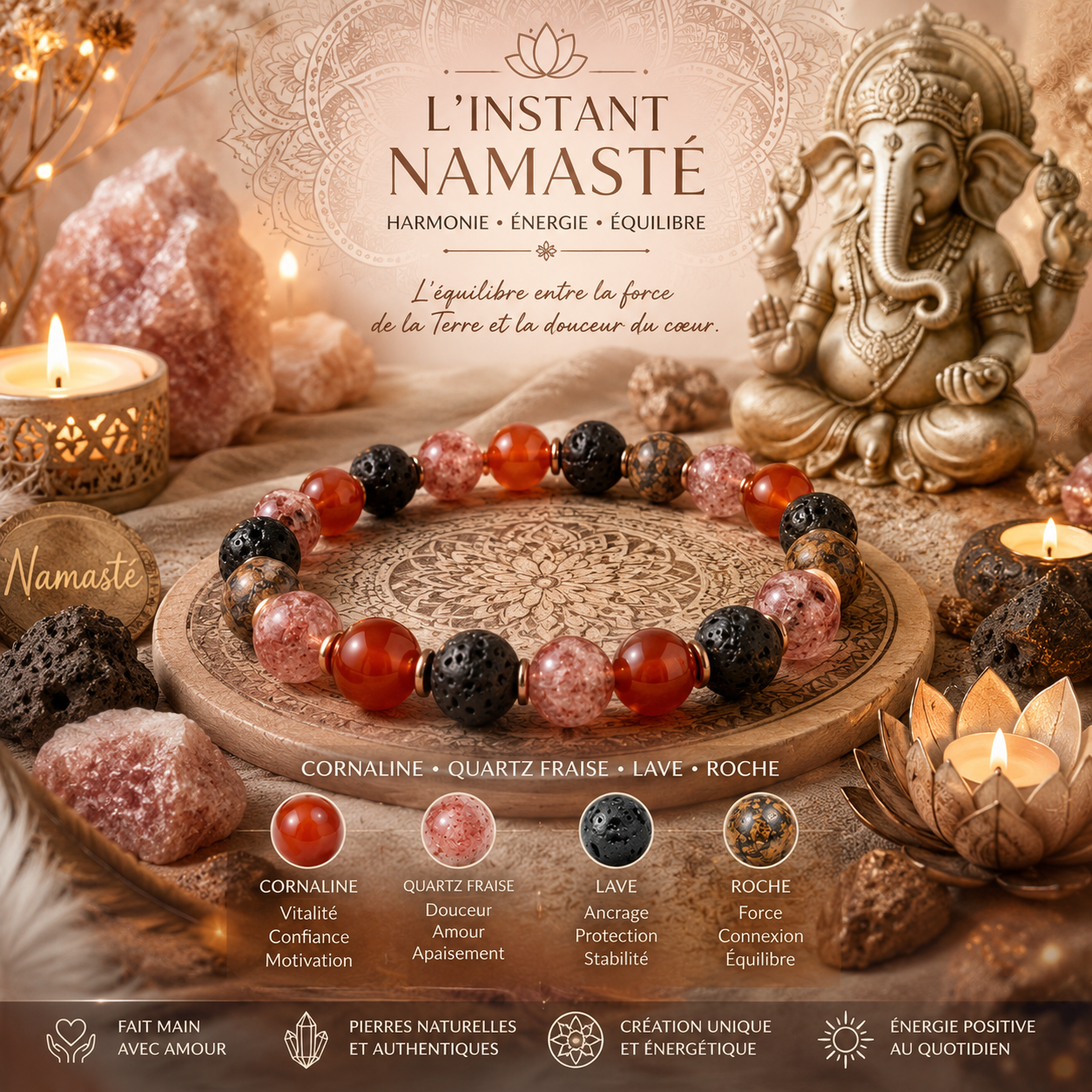 🧡 Bracelet Élan du Cœur & Force Intérieure 🖤
