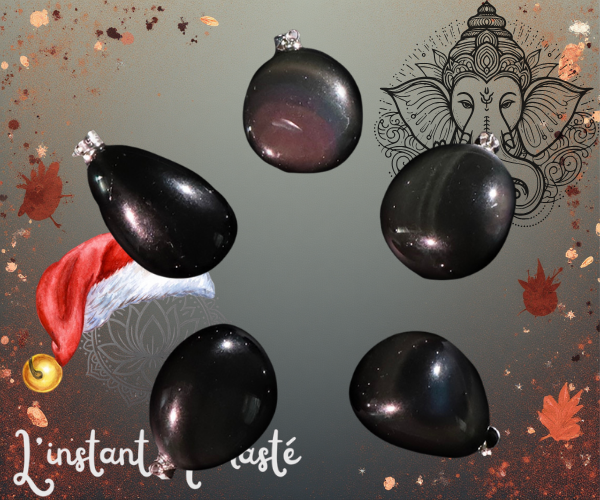 💎 Pendentif Pierre Roulée – Obsidienne Œil Céleste 15 à 30 mm ( à l’unité)