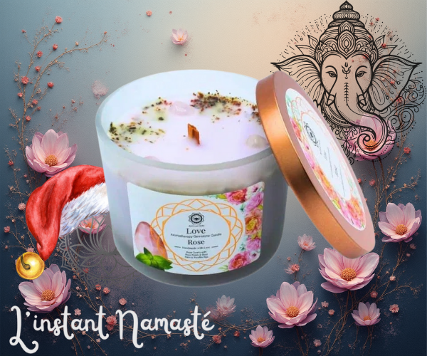 🕯️ Bougie d’aromathérapie « Love Rose »  🌸