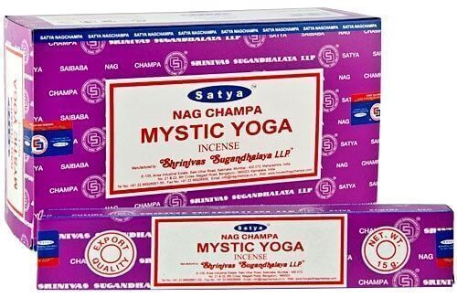 Yoga Mystique (“ Mystic Yoga ”) : Encens Indien Satya ~ Boîte de 15 Grammes (13 Bâtonnets)
