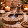 💫 Brûleur à Encens à Reflux Bouddha en Bois de Manguier