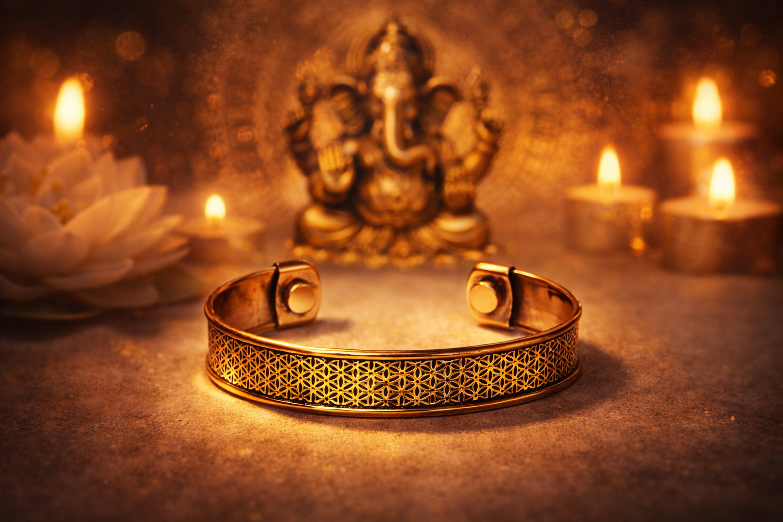 🌿 Bracelet Cuivre Magnétique Fleur de Vie – Harmonie & Énergie Sacrée ✨