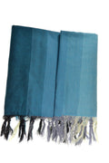 🌀 Chèche & Foulard en Coton Népal — Dégradé Bleu Ethnique
