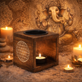 🔥 Brûleur à Huile en Bois – Fleur de Vie (Fait Main en Inde) ✨ L’Instant Namasté – Herve
