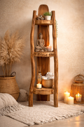 🌿 Petite Étagère d’Angle en Bois Naturel – Esprit Bohème & Zen