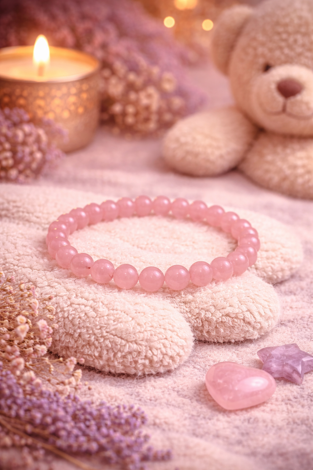 💗 Bracelet Enfant Quartz Rose – Amour & Douceur 🌙✨