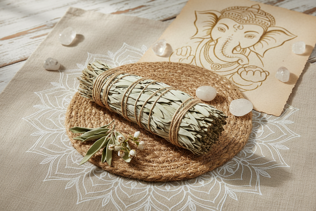 🌿 Bâton de Sauge Blanche – 100 mm