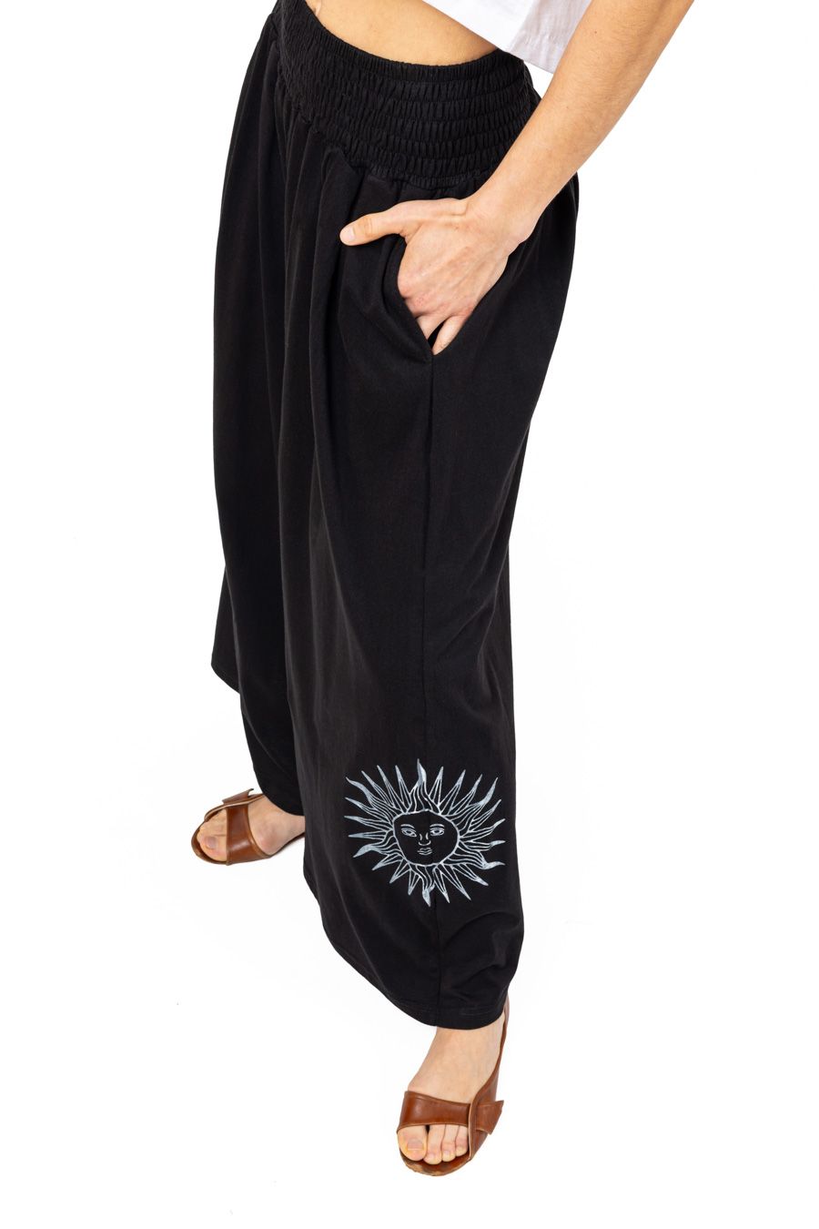 Pantalon Mixte Ample Soleil Jersey Noir Solyren