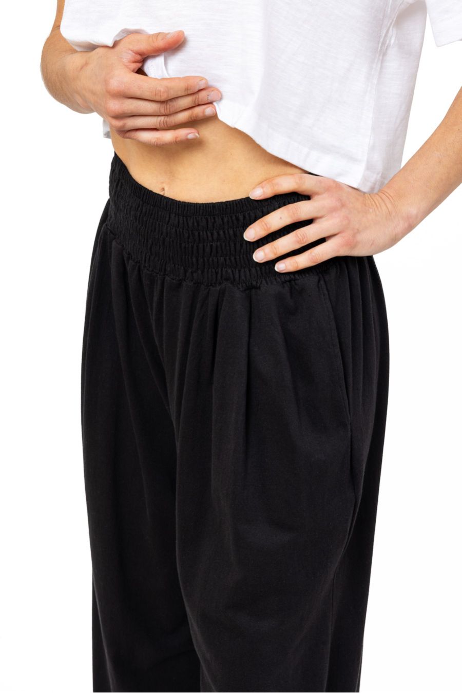 Pantalon Mixte Ample Soleil Jersey Noir Solyren