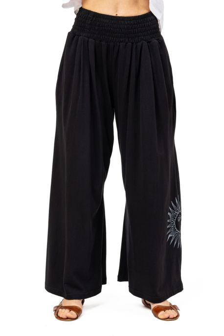 Pantalon Mixte Ample Soleil Jersey Noir Solyren