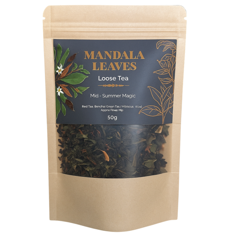 🍵 Thé Pu-Erh “Magie du Solstice d’Été” – Mandala Leaves