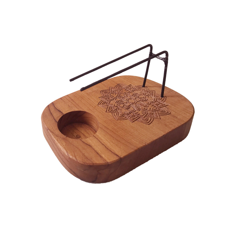 🌿 Grand Support Palo Santo & Sauge – Bois de Teck Mandala ✨ Fabrication artisanale – Indonésie 🇮🇩 ✨ L’Instant Namasté – Herve