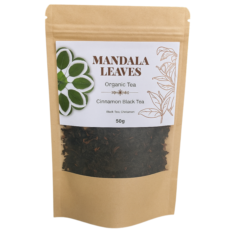 🍵 Thé Noir Bio à la Cannelle – Mandala Leaves