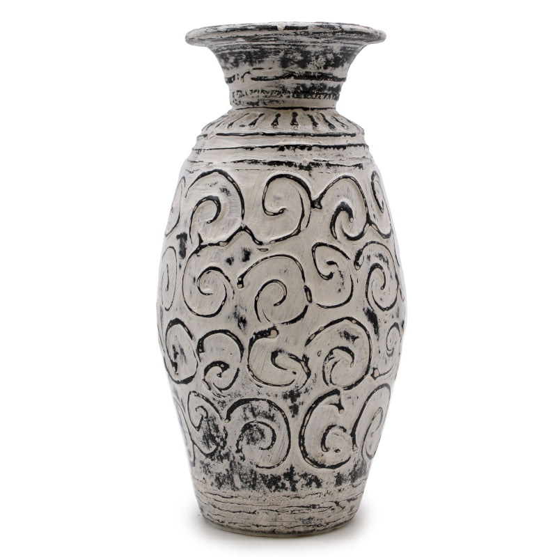 🌀 Vase en Forme de Tourbillons – Crème (32 × 15 cm)